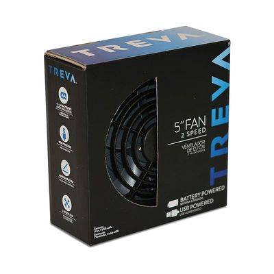 Treva 5 Inch Portable Fan, Battery Operated Or Usb Connected Cooling - Grey