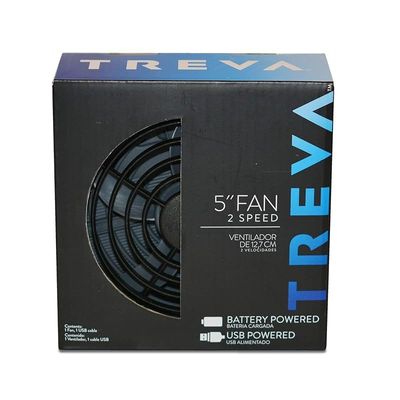 Treva 5 Inch Portable Fan, Battery Operated Or Usb Connected Cooling - Grey