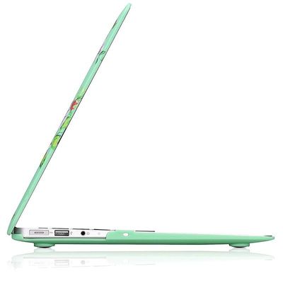 Kuzy Macbook Air 13 Inch Vintage Flowers Rubberized Hard Case - Mint Green