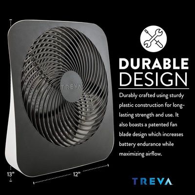 Treva 10 Inch Portable Desktop Air Circulation Battery Fan