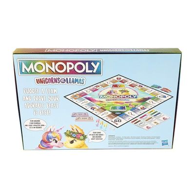 Monopoly Unicorns Vs. Llamas Board Game