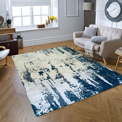 Charon Rug-Abstract Style-Grey-Teal Blue-120 x 170 cm (3.9 x 5.6 ft)