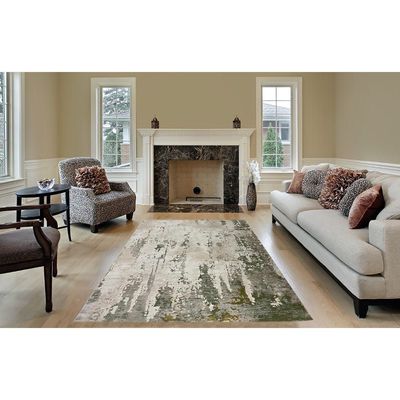 Athens Rug-Abstract Style-Beige-Green-200 x 300 cm (6.6 x 9.8 ft)