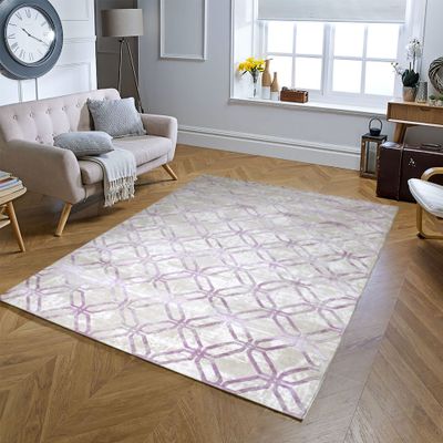 Legend Rug-Geometric Style-Beige-Pink-200 x 300 cm (6.6 x 9.8 ft)