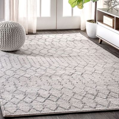 Boho Rug-Moroccan Inspired Style-Cream-Grey-80 x 150 cm (2.6 x 4.9 ft)