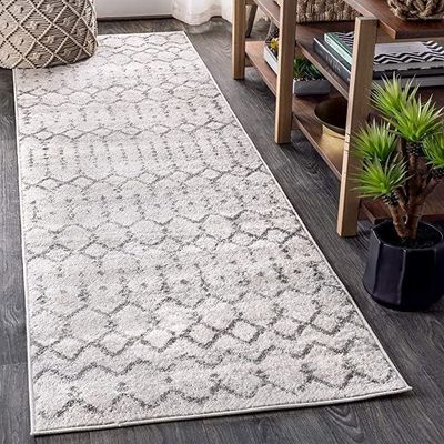 Boho Rug-Moroccan Inspired Style-Cream-Grey-80 x 150 cm (2.6 x 4.9 ft)