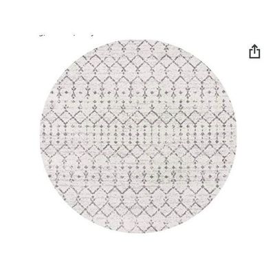 Boho Rug-Moroccan Inspired Style-Cream-Grey-120 cm (3.9 ft)