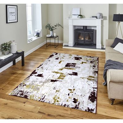 Athena Rug-Abstract Style-Beige-Red-150 x 230 cm (4.9 x 7.5 ft)