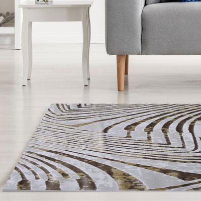 Kratos Rug-Geometric Style-Beige-Brown-150 x 230 cm (4.9 x 7.5 ft)