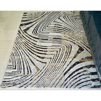 Kratos Rug-Geometric Style-Beige-Brown-150 x 230 cm (4.9 x 7.5 ft)