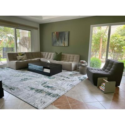 Rhea Rug-Abstract Style-Grey-Green-200 x 300 cm (6.6 x 9.8 ft)