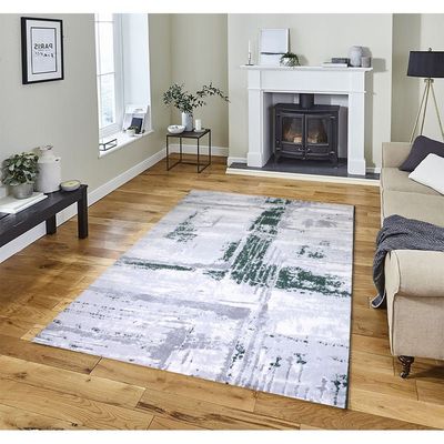 Pluto Rug-Abstract Style-Grey-Green-100 x 300 cm (3.3 x 9.8 ft)