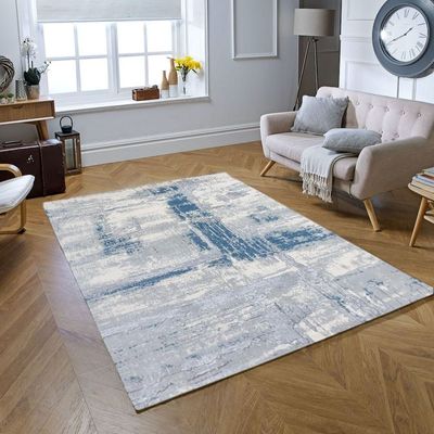 Lamit Rug-Abstract Style-Grey-Azure Blue-100 x 200 cm (3.3 x 6.6 ft) Lamit Rug-Abstract Style-Grey-Azure Blue-100 x 200 cm (3.3 x 6.6 ft)