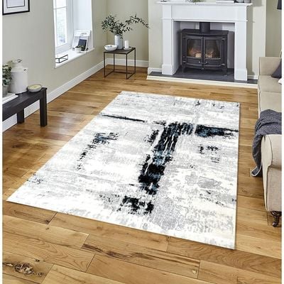 Norma Rug-Abstract Style-Grey-Navy Blue-100 x 200 cm (3.3 x 6.6 ft)