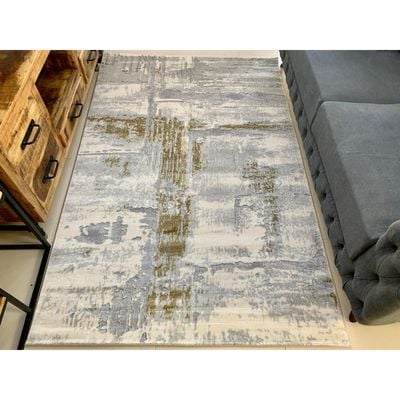 Greg Rug-Abstract Style-Grey-Gold-80 x 150 cm (2.6 x 4.9 ft)