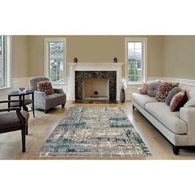 Marvel Rug-Abstract Style-Grey-Azure Blue-150 x 230 cm (4.9 x 7.5 ft)