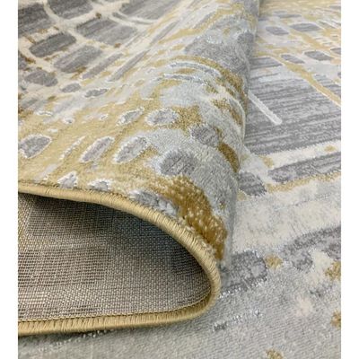Pricus Rug-Abstract Style-Grey-Gold-80 x 150 cm (2.6 x 4.9 ft)