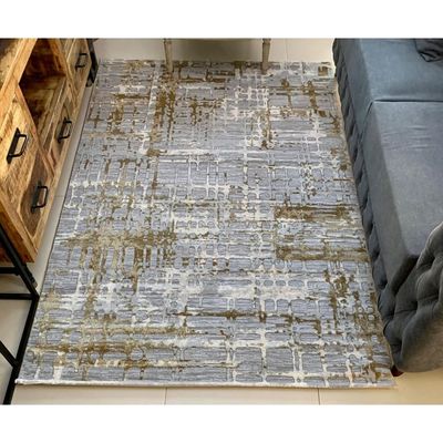 Pricus Rug-Abstract Style-Grey-Gold-80 x 150 cm (2.6 x 4.9 ft)