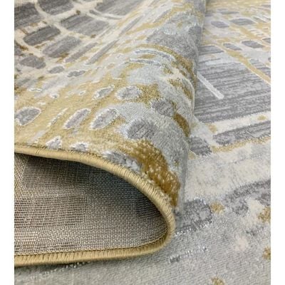 Pricus Rug-Abstract Style-Grey-Gold-100 x 200 cm (3.3 x 6.6 ft)