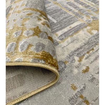 Pricus Rug-Abstract Style-Grey-Gold-100 x 200 cm (3.3 x 6.6 ft)