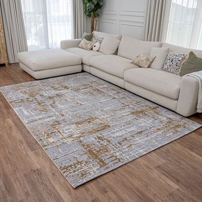 Pricus Rug-Abstract Style-Grey-Gold-200 x 300 cm (6.6 x 9.8 ft) Pricus Rug-Abstract Style-Grey-Gold-200 x 300 cm (6.6 x 9.8 ft)