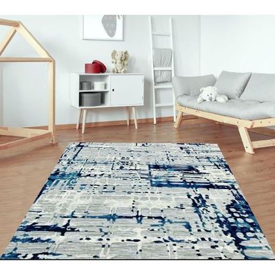 Journey Rug-Abstract Style-Grey-Navy Blue-80 x 150 cm (2.6 x 4.9 ft)