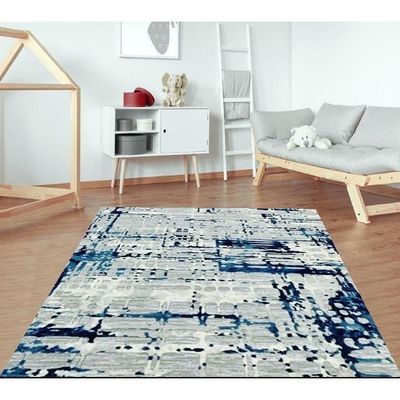Journey Rug-Abstract Style-Grey-Navy Blue-250 x 350 cm (8.2 x 11.5 ft)