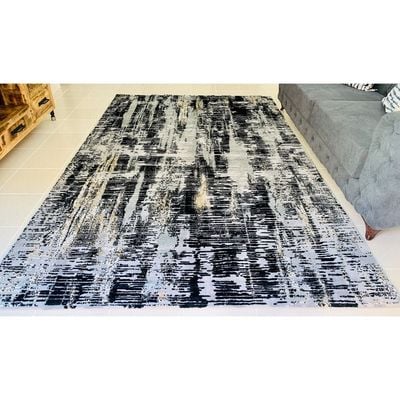 Maram Rug-Abstract Style-Grey-Black-150 x 230 cm (4.9 x 7.5 ft)