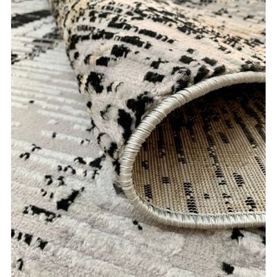 Maram Rug-Abstract Style-Grey-Black-150 x 230 cm (4.9 x 7.5 ft)