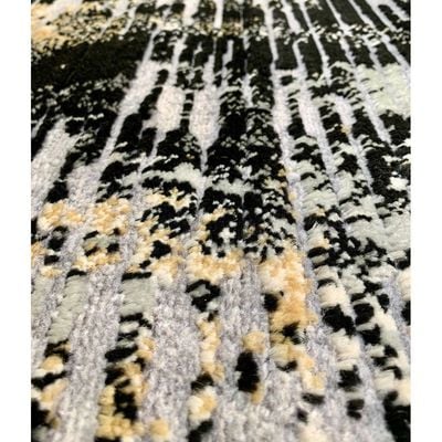 Maram Rug-Abstract Style-Grey-Black-150 x 230 cm (4.9 x 7.5 ft)