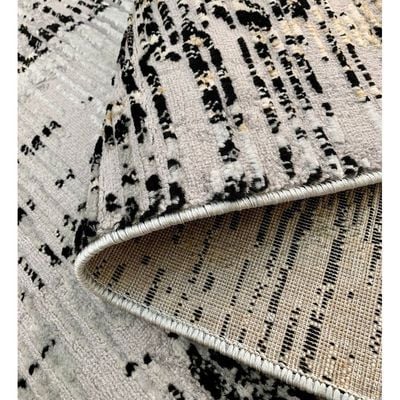 Maram Rug-Abstract Style-Grey-Black-150 x 230 cm (4.9 x 7.5 ft)