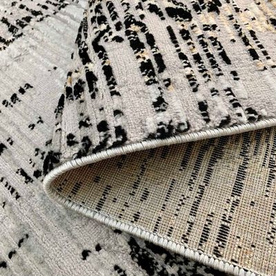 Maram Rug-Abstract Style-Grey-Black-200 x 300 cm (6.6 x 9.8 ft)