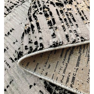 Maram Rug-Abstract Style-Grey-Black-250 x 350 cm (8.2 x 11.5 ft)