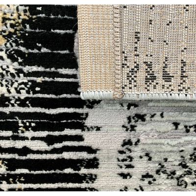 Maram Rug-Abstract Style-Grey-Black-250 x 350 cm (8.2 x 11.5 ft)