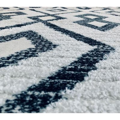 Nikka Rug-Geometric Style-Cream-Black-250 x 350 cm (8.2 x 11.5 ft)