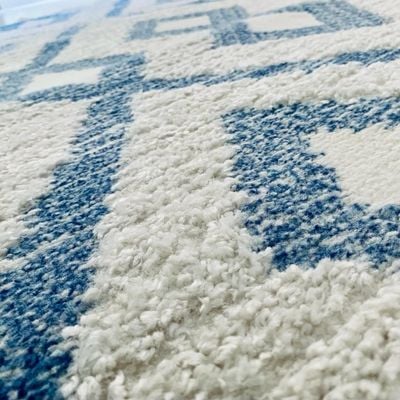 Gyfel Rug-Geometric Style-Cream-Blue-150 x 230 cm (4.9 x 7.5 ft)