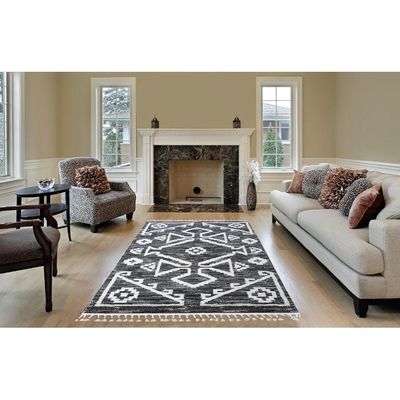 Iona Rug-Vintage Style-Cream-Black-150 x 230 cm (4.9 x 7.5 ft)