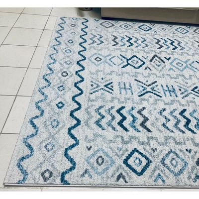 Agia Rug-Moroccan Inspired Style-Cream-Blue-80 x 150 cm (2.6 x 4.9 ft)