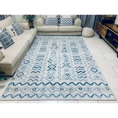 Agia Rug-Moroccan Inspired Style-Cream-Blue-80 x 150 cm (2.6 x 4.9 ft)