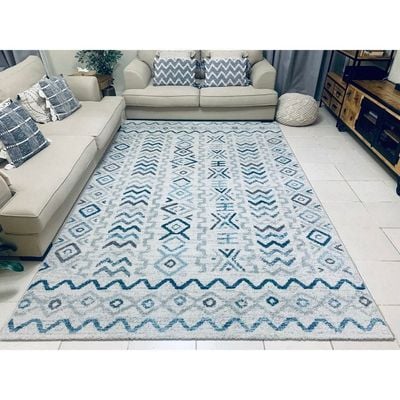 Agia Rug-Moroccan Inspired Style-Cream-Blue-100 x 300 cm (3.3 x 9.8 ft)