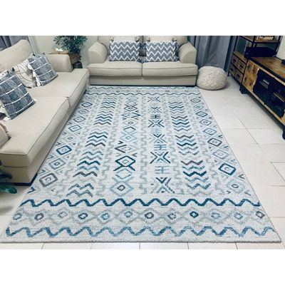 Agia Rug-Moroccan Inspired Style-Cream-Blue-120 x 170 cm (3.9 x 5.6 ft)