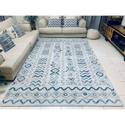 Agia Rug-Moroccan Inspired Style-Cream-Blue-150 x 220 cm (4.9 x 7.2 ft)