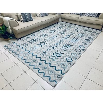 Agia Rug-Moroccan Inspired Style-Cream-Blue-150 x 220 cm (4.9 x 7.2 ft)
