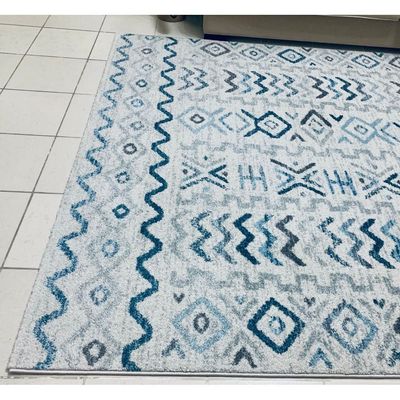 Agia Rug-Moroccan Inspired Style-Cream-Blue-150 x 220 cm (4.9 x 7.2 ft)