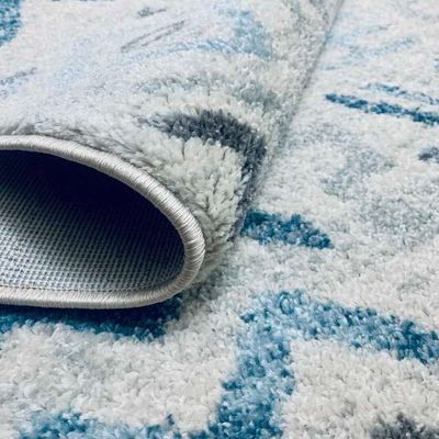 Agia Rug-Moroccan Inspired Style-Cream-Blue-150 x 220 cm (4.9 x 7.2 ft)