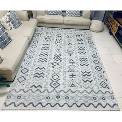 Galatsi Rug-Moroccan Inspired Style-Cream-Grey-80 x 150 cm (2.6 x 4.9 ft)