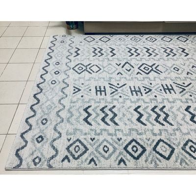 Galatsi Rug-Moroccan Inspired Style-Cream-Grey-100 x 200 cm (3.3 x 6.6 ft)