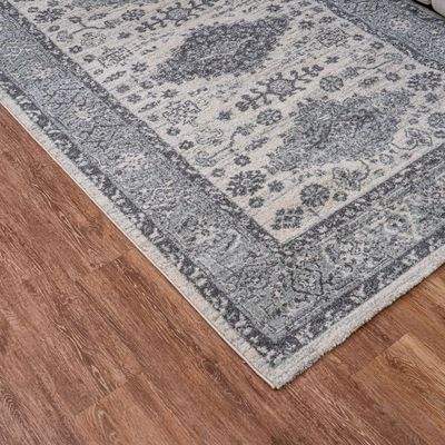 Kavala Rug-Vintage Style-Cream-Grey-100 x 200 cm (3.3 x 6.6 ft)