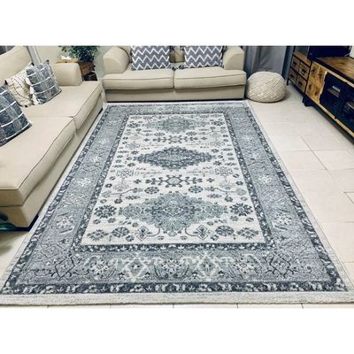 Kavala Rug-Vintage Style-Cream-Grey-150 x 220 cm (4.9 x 7.2 ft)