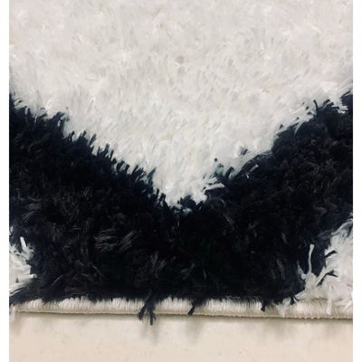 Xanthi Rug-Fluffy / Shaggy Style-Cream-Black-150 x 220 cm (4.9 x 7.2 ft)